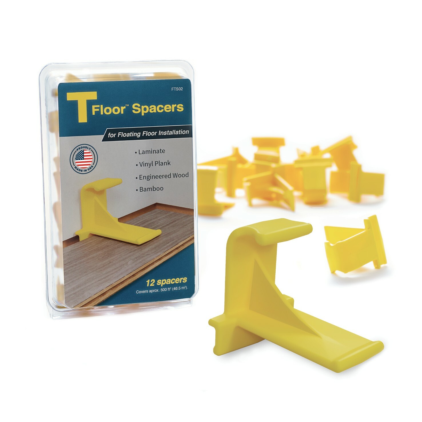 TFloor Spacers 12 pack | Laminate Wood, LVP, Bamboo, Hardwood, Floating Floor
