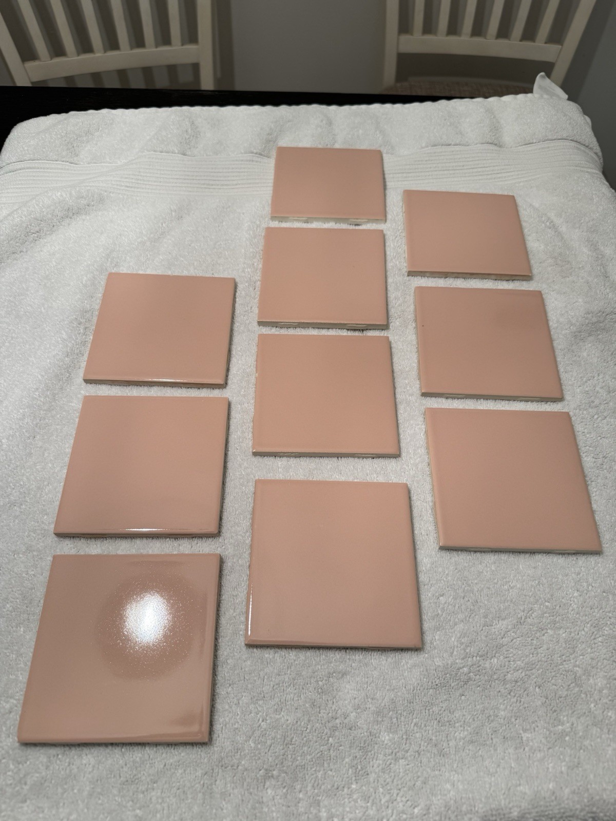 Lot 10 Tiles -vintage MCM Romany Tiles Glossy USA 4-1/4″ Pink tile New Old Stock