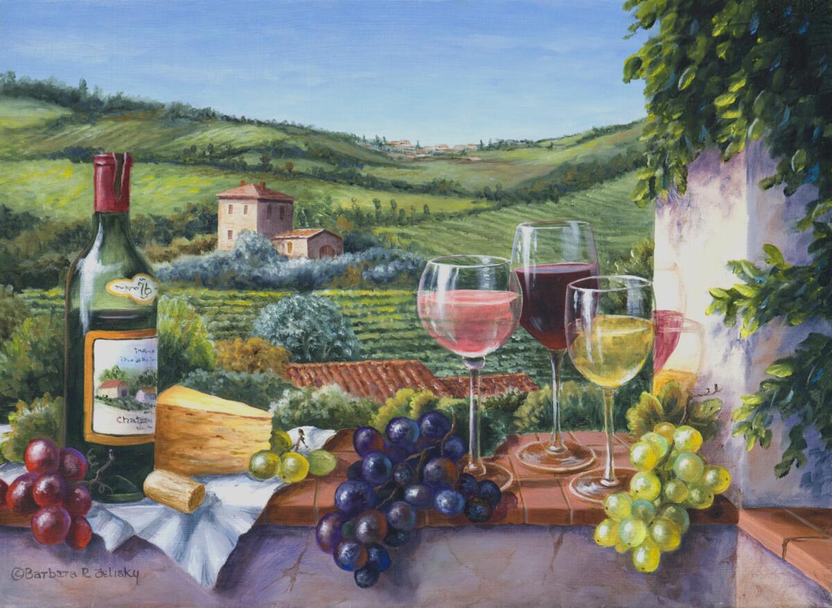 Ceramic Tile Mural Kitchen Backsplash – Tasting Time – Wine Tuscan View Artwork