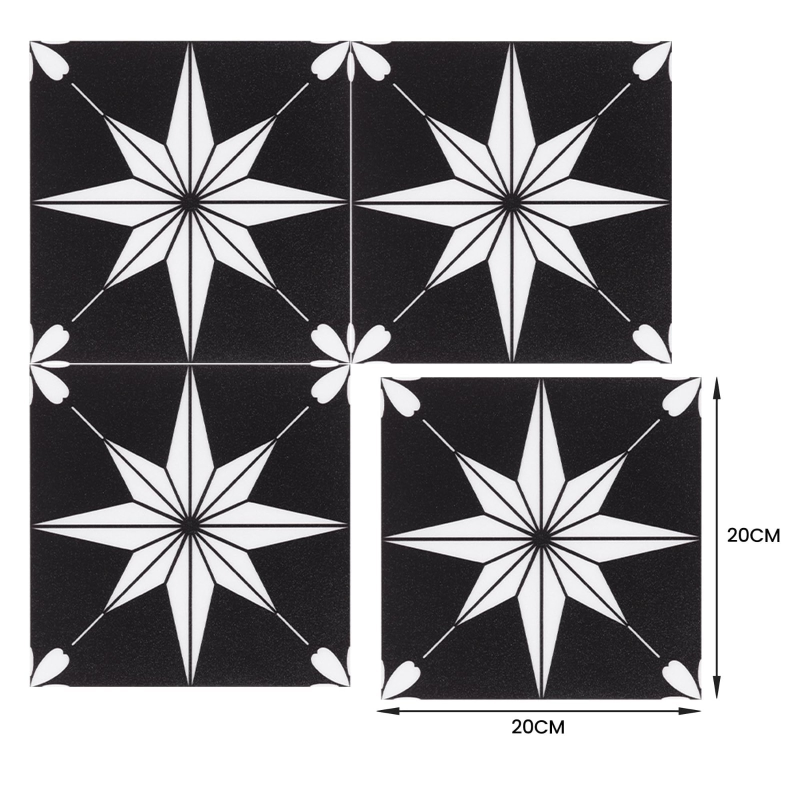 10Pcs 8″x8″ Black Peel and Stick Tiles – Easy DIY Removable Floor & Wall Decor