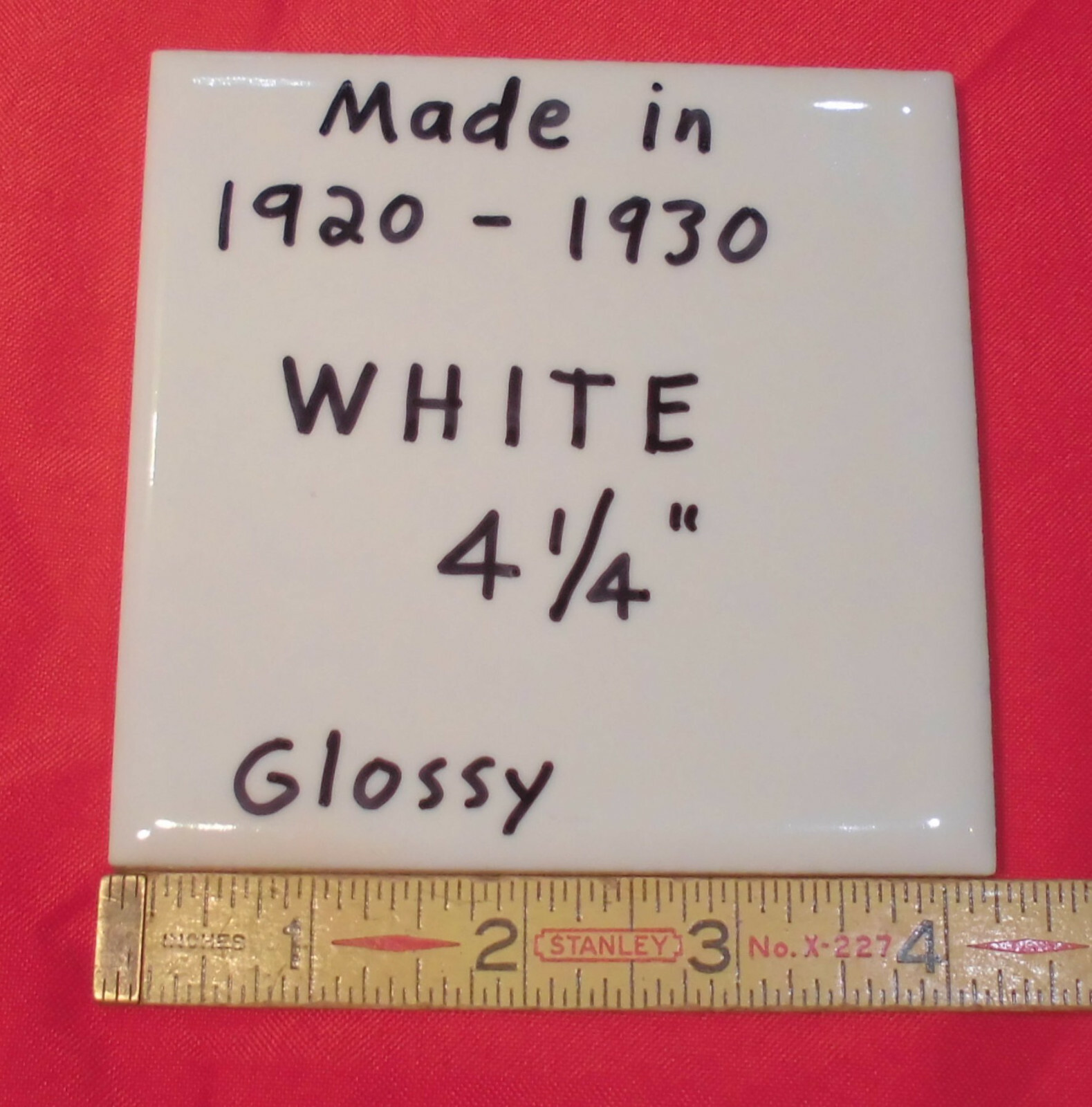 1 pc.*Vintage White* 4-1/4″ X 7/16″ Thick Glossy Ceramic tile; Criteria 1920’s
