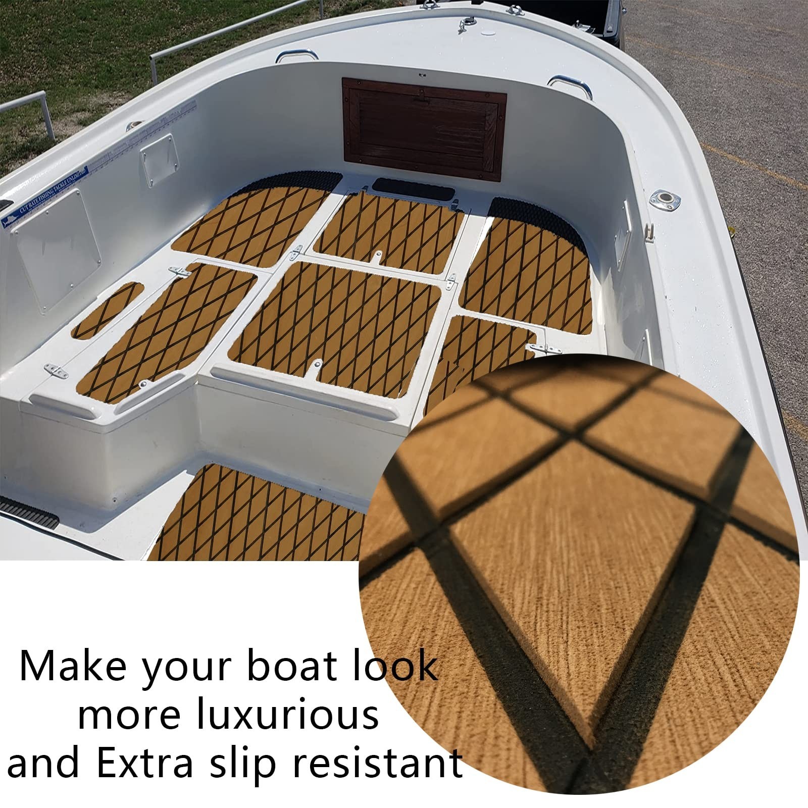 Boat Flooring Mat EVA Foam Boat Decking Marine Carpet Faux Teak Sea Decking S…