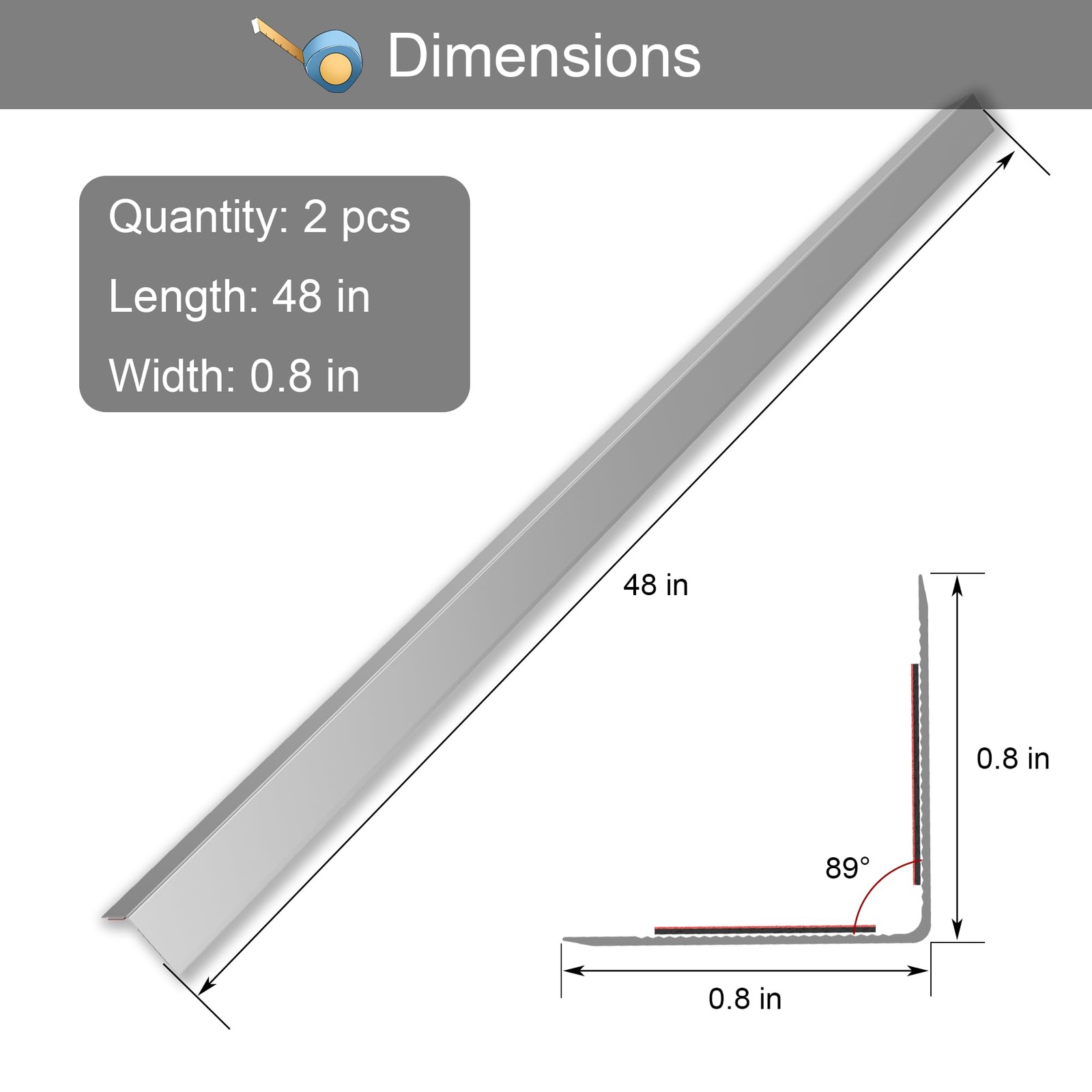 2pcs 48″ Grey Metal Corner Protectors, Aluminum Self Adhesive Corner Guards, …