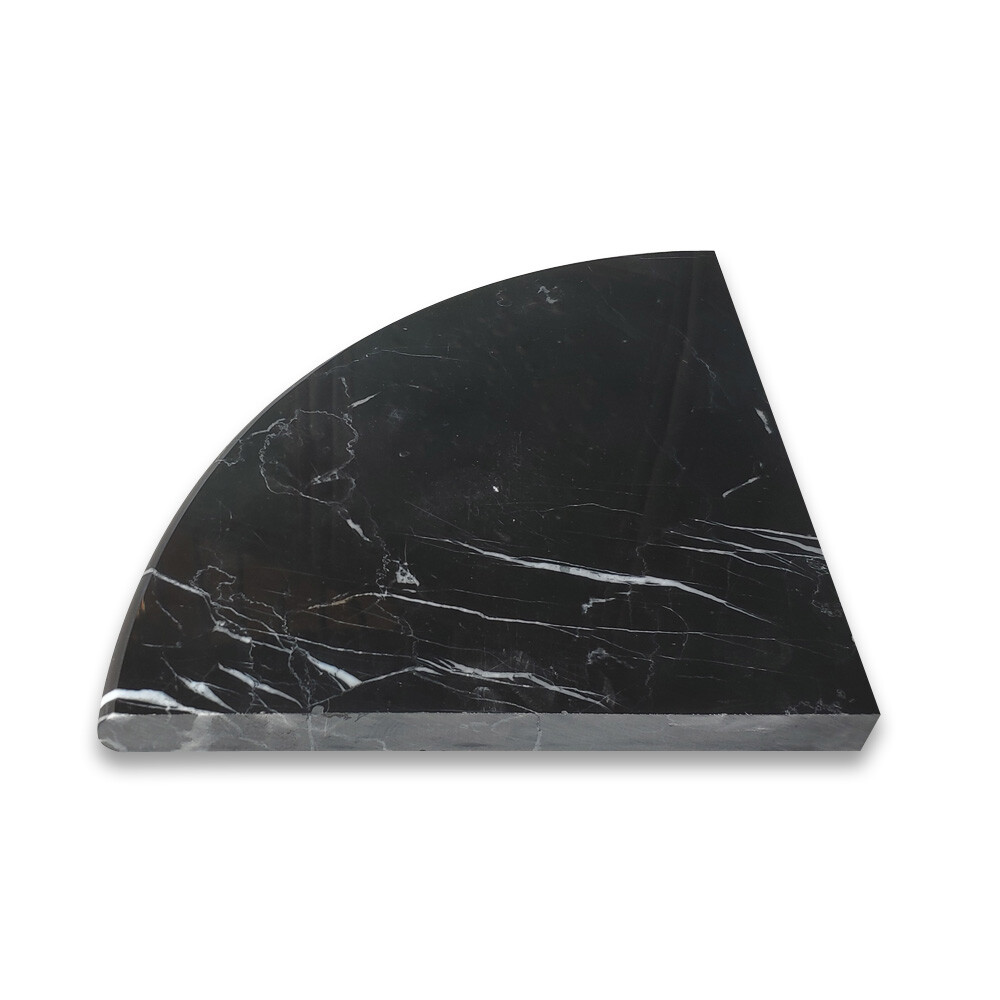 N0CP Nero Marquina Black Marble 9×9 Shower Corner Shelf Soap Dish Polished