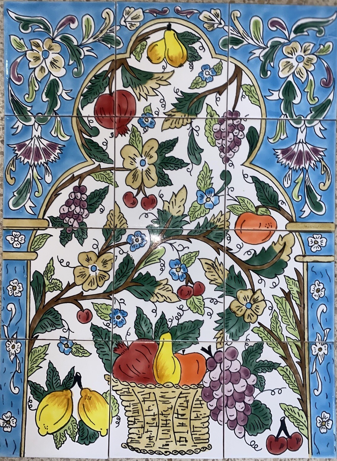 18″ x 24″ Ceramic Tile Mural Backsplash Art Wall Panel Hand Painted Vase Flowers