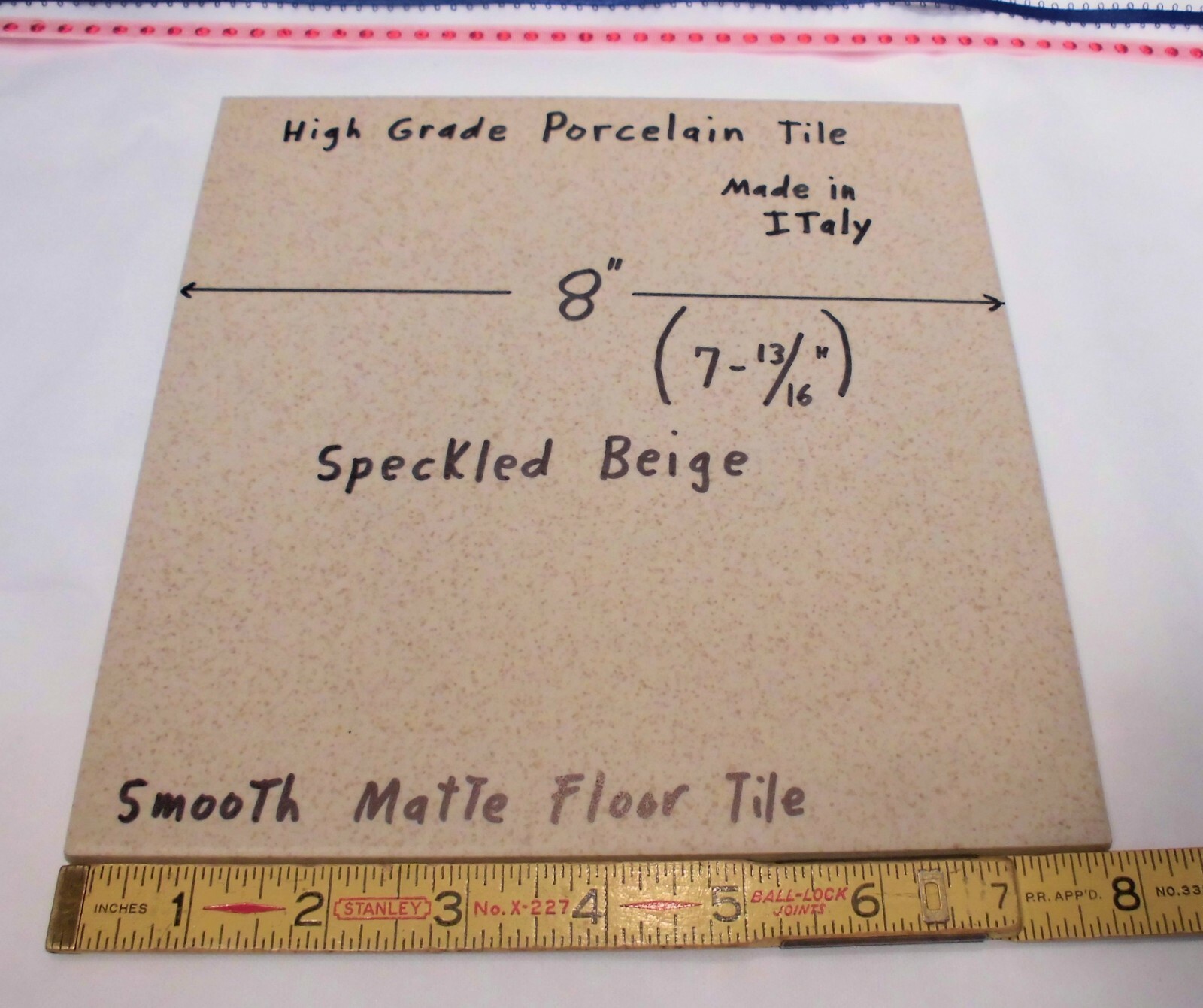 1 pc. Speckled: Smooth Porcelain Floor Tile 8″ X 8″ Light Beige + Gold Specks