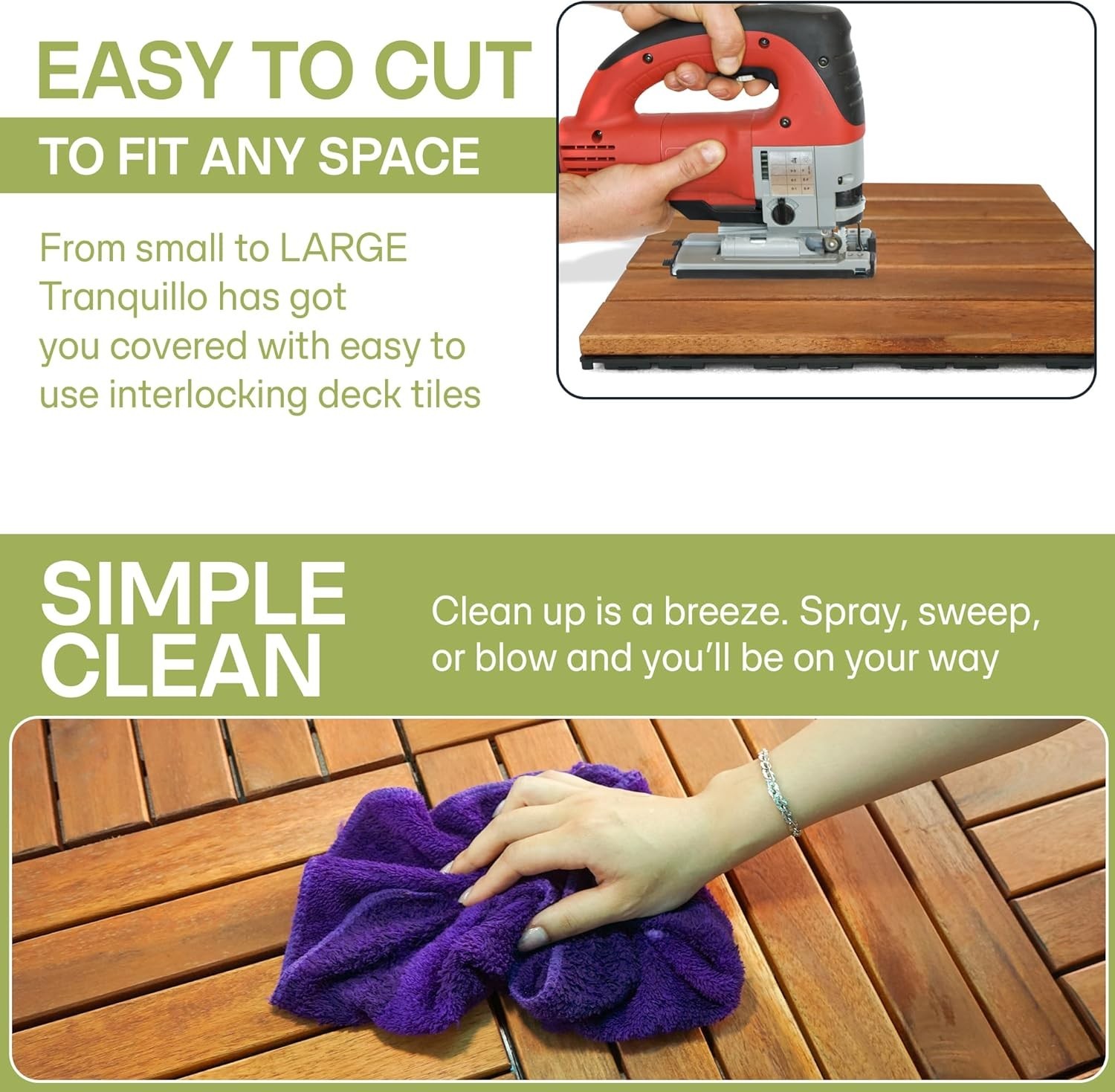 Easy DIY Acacia Wood Patio Tiles – Non-Slip, 9 Pcs for Indoor/Outdoor Use