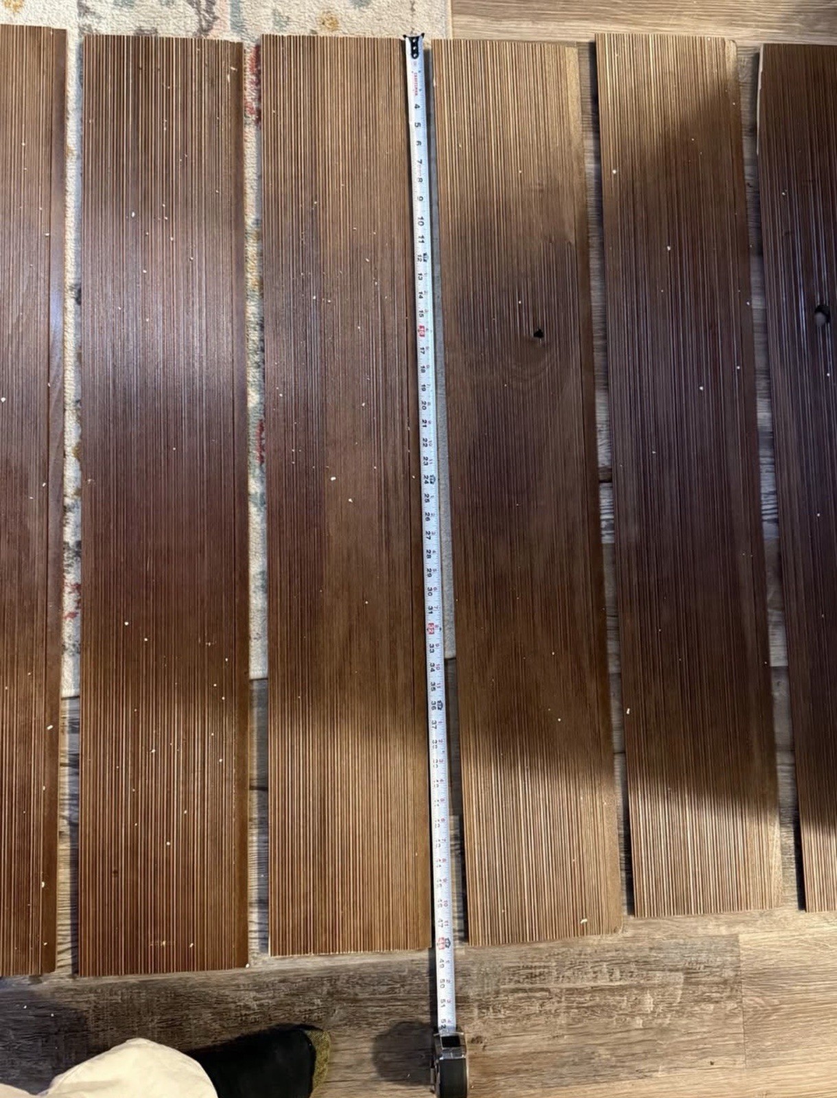 Brown Matte Solid Wood Flooring Planks 48x6in Micro-Beveled Nail Down Smooth