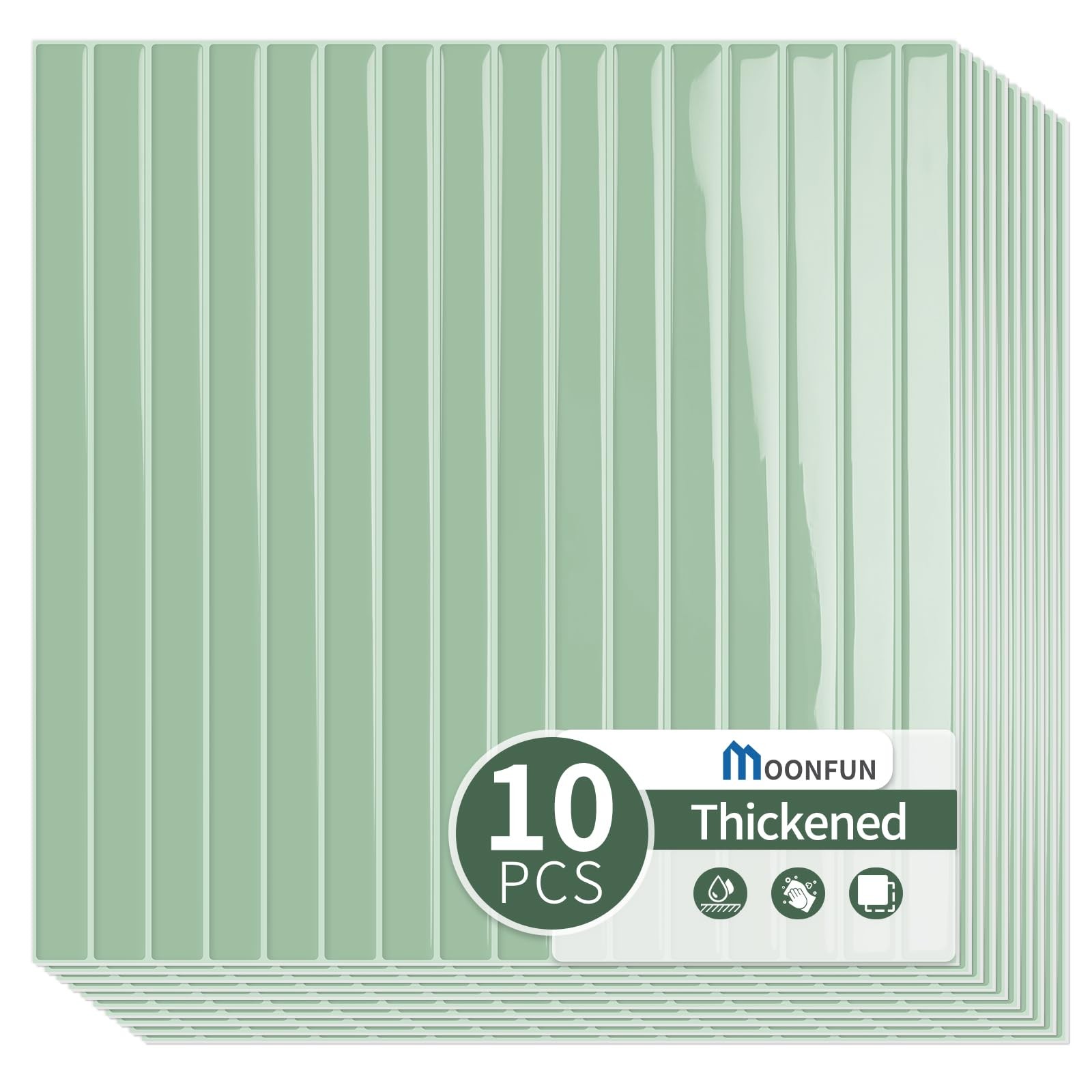 Kitchen Backsplash Tiles 10-Sheet 12″x12″ Sage Green Peel and Stick Waterproof