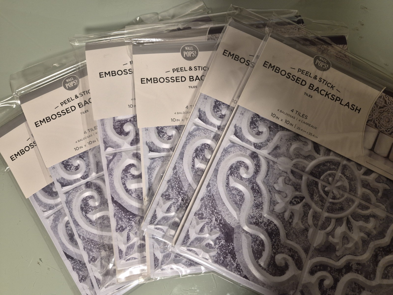 wall pops peel & stick embossed backsplash 6 Pack With 4 In Each
