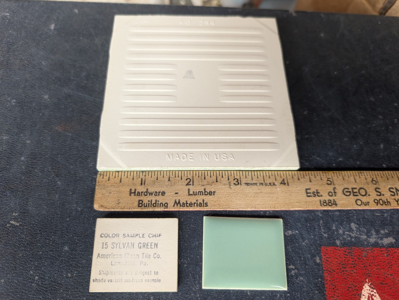 2 pieces 4 1/4″ Ceramic Tile #15 Sylvan Green New American Olean Tile