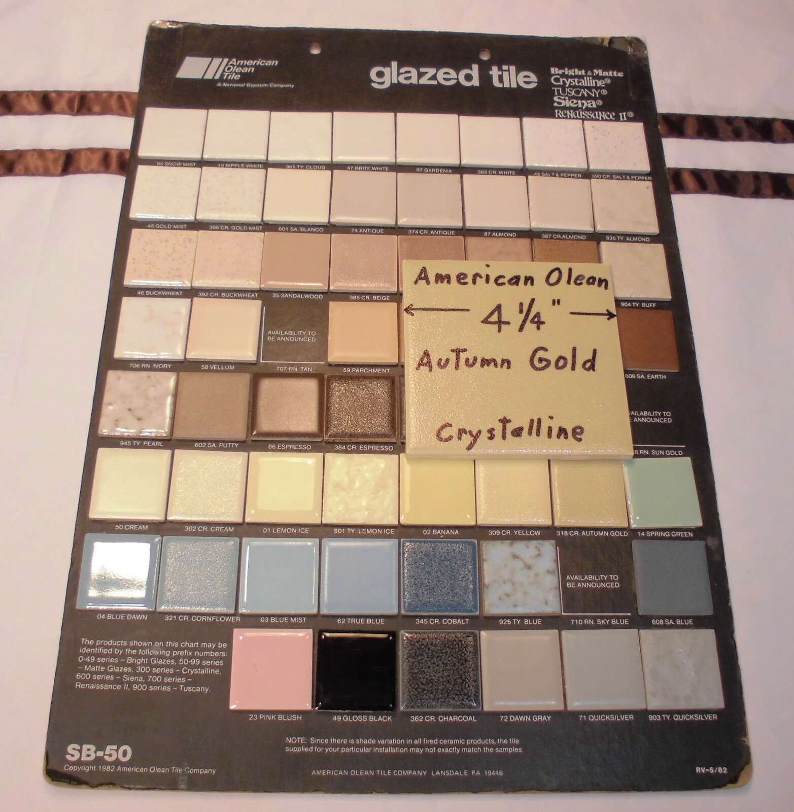 1 pc. *Golden Yellow* Ceramic Tile Crystalline Glazed by American Olean 4-1/4″