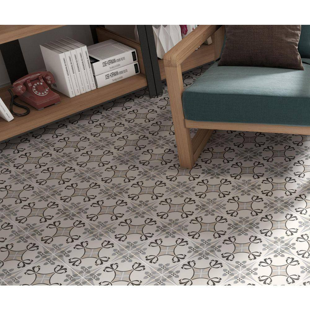 Istanelle Ankara Grey 8 In. Encaustic Patterned Matte Porcelain Wall and Floor T