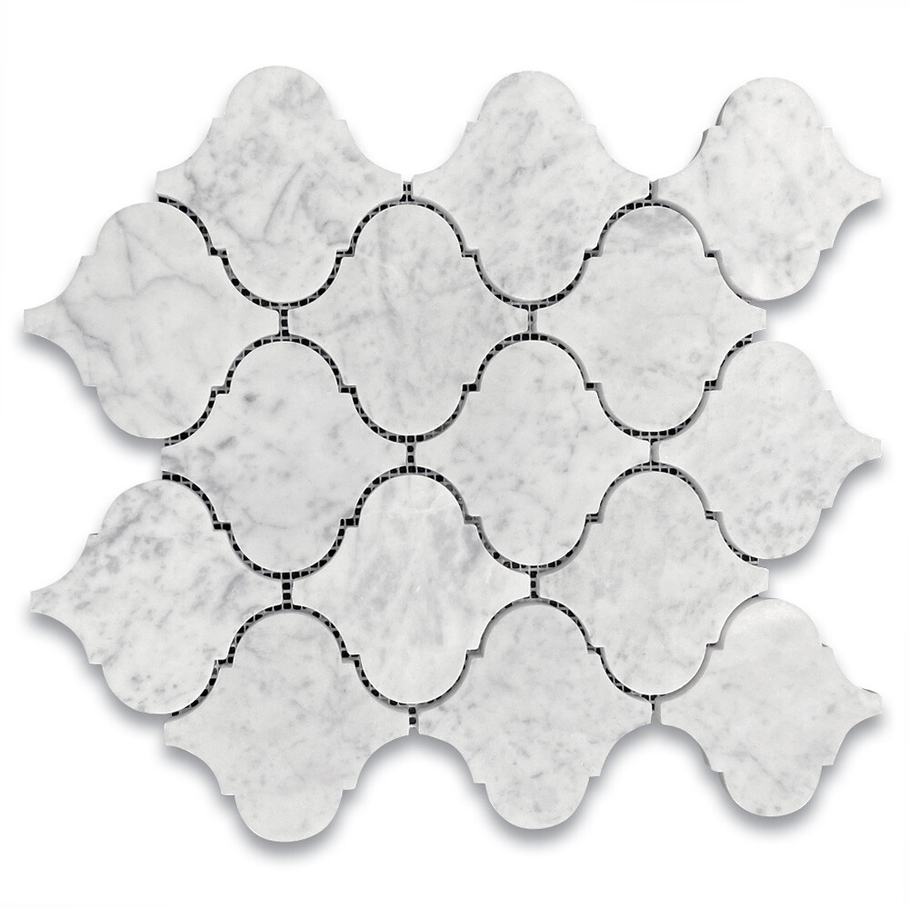 C893XH Carrara Marble Arabesque Baroque Lantern Mosaic Tile Venato Honed Big