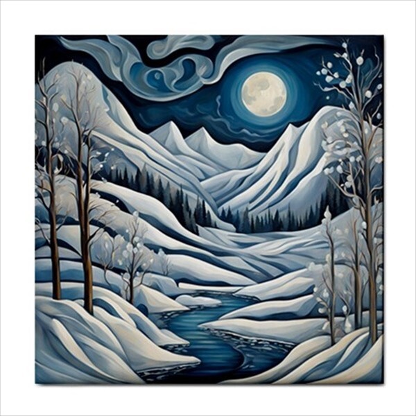 Winter Moon Ceramic Tile Art Decorative Backsplash Accent Home Decor