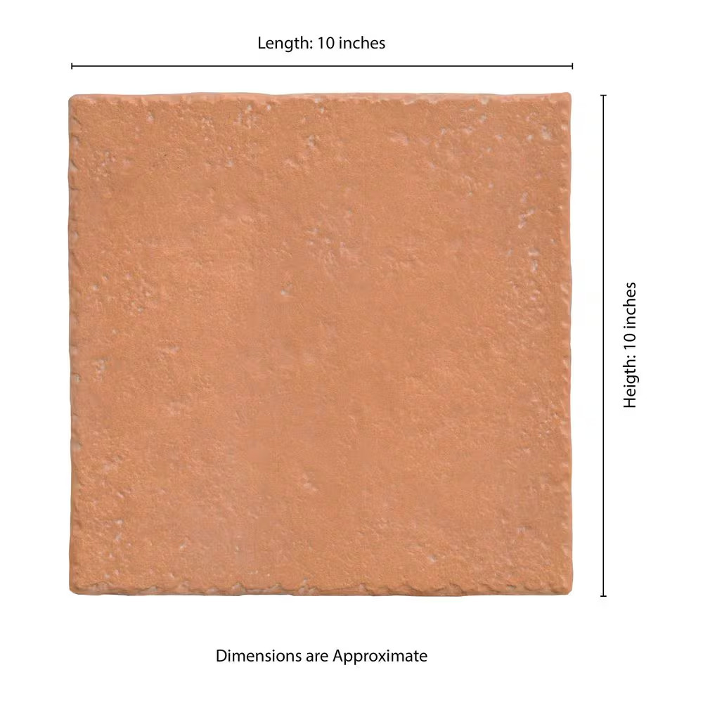 Tuscan Ember 10 In. X 10 In. Terracotta Look Matte Porcelain Brick Look Floor an