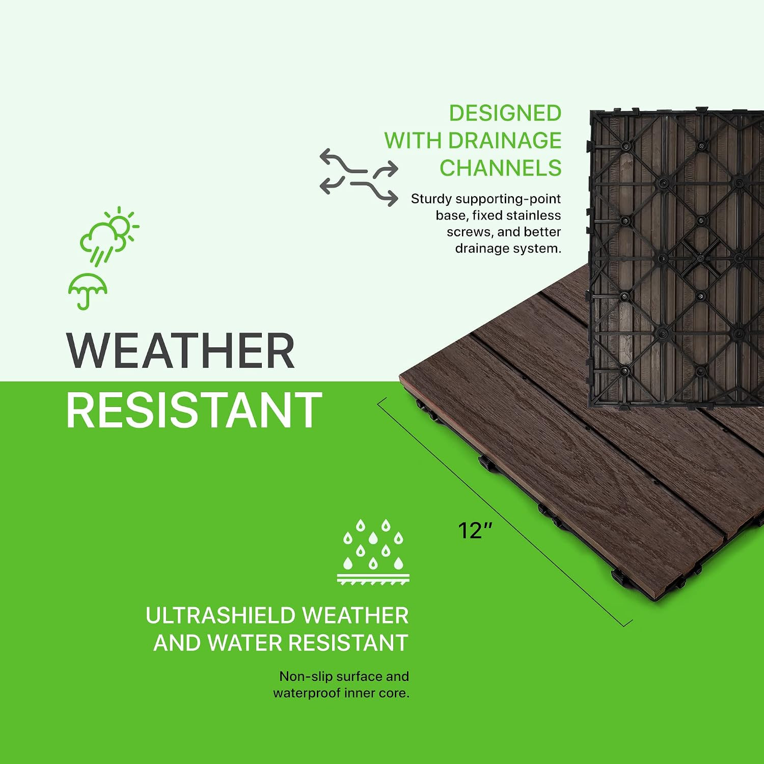 Ultrashield Naturale 1 Ft. X 1 Ft. Composite Deck Tiles | Quick Deck Interlockin