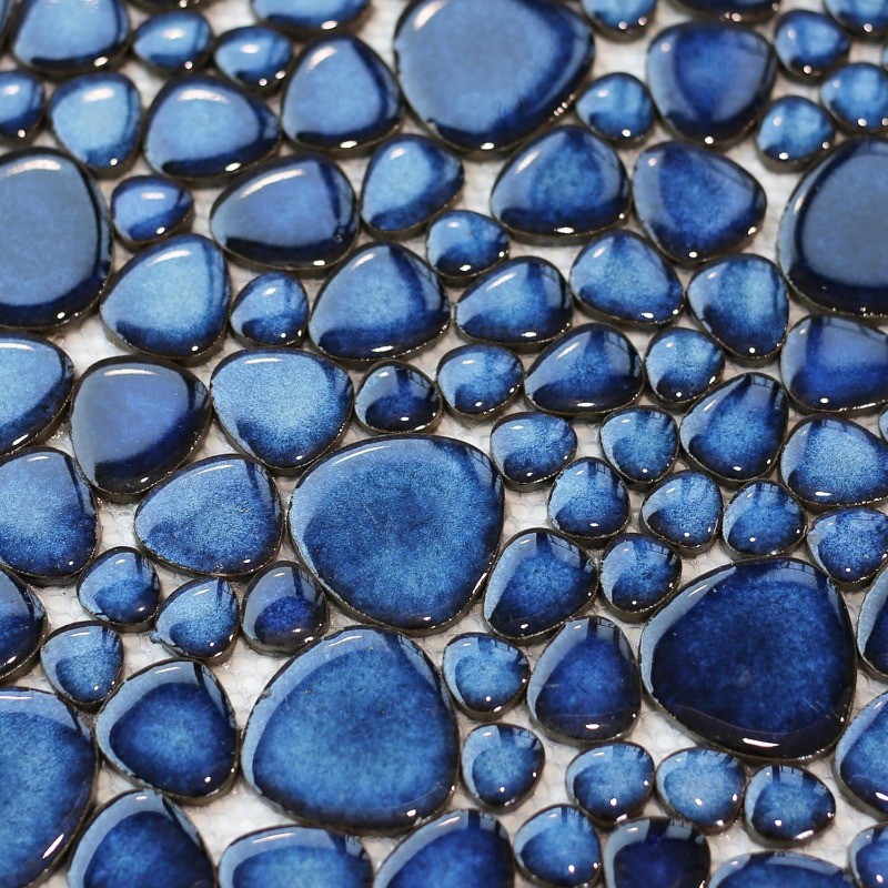 Blue Pebble Tiles for Shower Floor Bathroom Floor Wall Mosaic Tile