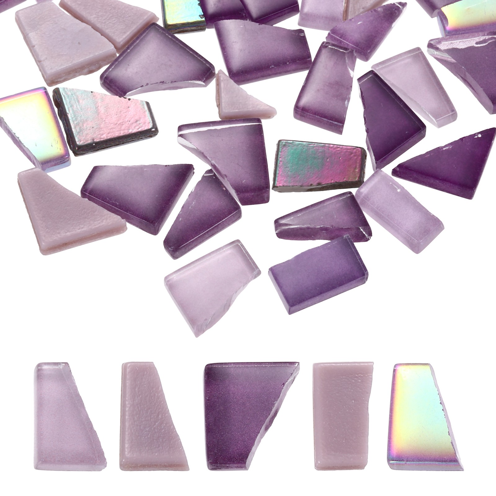Irregular Glass Mosaic Tiles, 100g/0.2LB Stained Glass Sheets, Purple Series