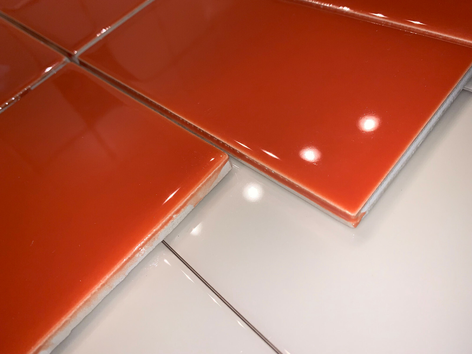 Lot of 8 Tiles Orange Burst Daltile 3×6 Subway QTC136MOD1P Daltile Natural Hues