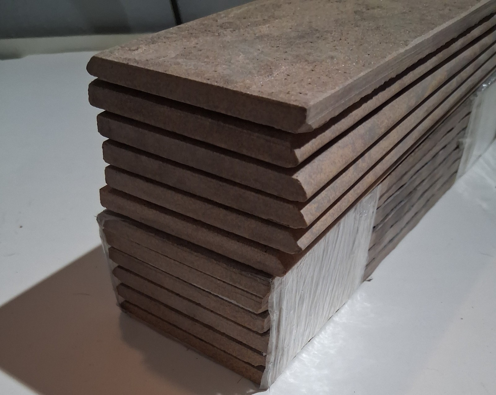 12pc Ceramic Red Rust Limestone Floor and Wall Tile Bullnose Trim 11.75″ x 3.25″