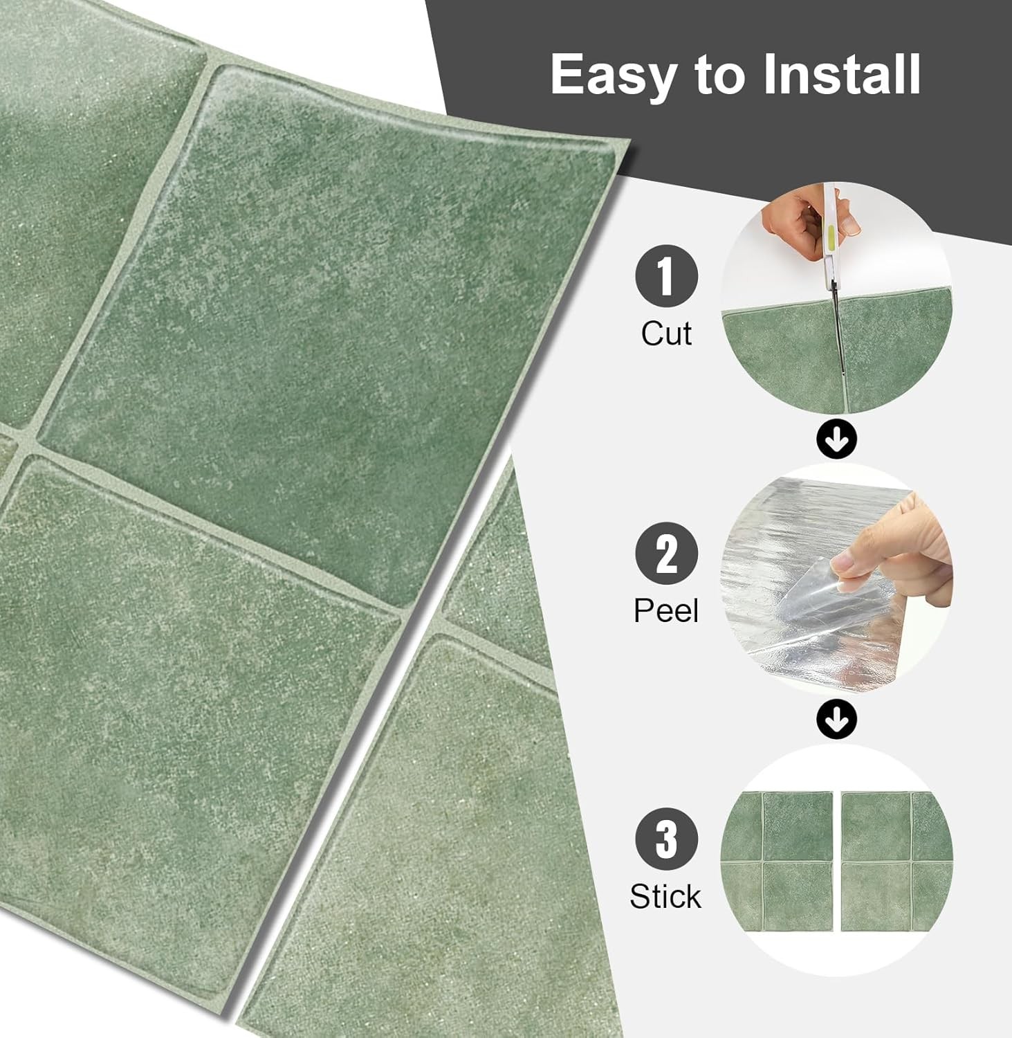 10 Sheets Thicker Design Peel and Stick Backsplash, 3D Self Adhesive Peel and St