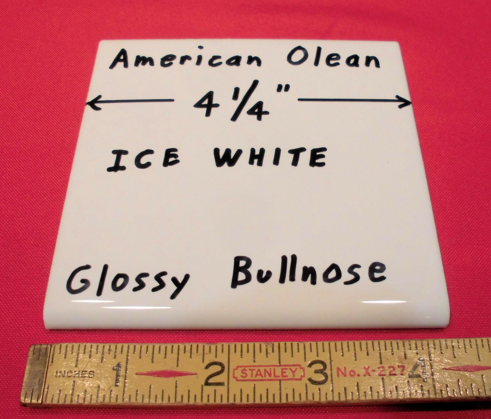 1 pc. *Brightest Ice White* 4-1/4″ Ceramic Bullnose Tile by American Olean; New
