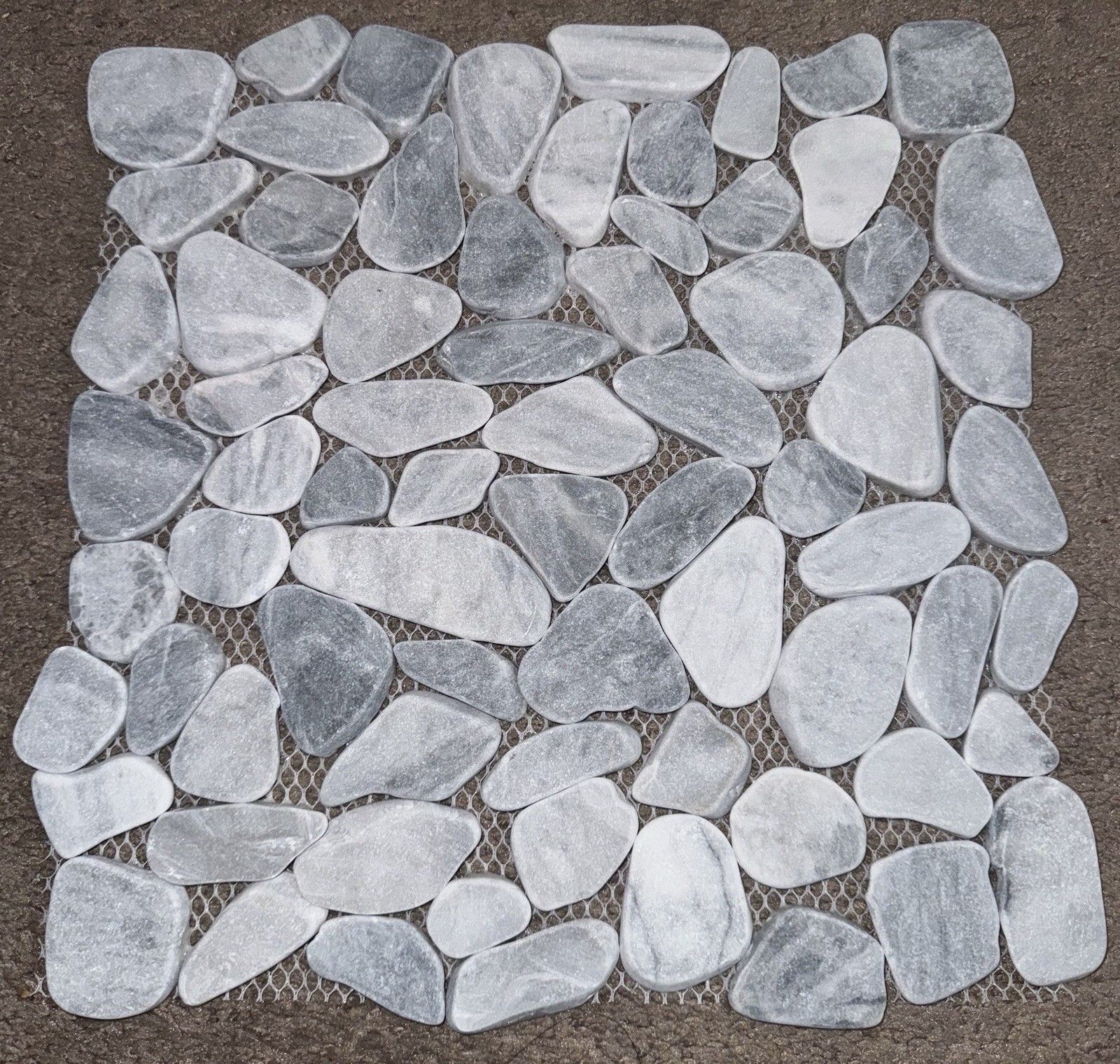 Ice Blue Pebble Honed Marble Mosaic Tile 12×12 Shower Floor Backsplash Mesh