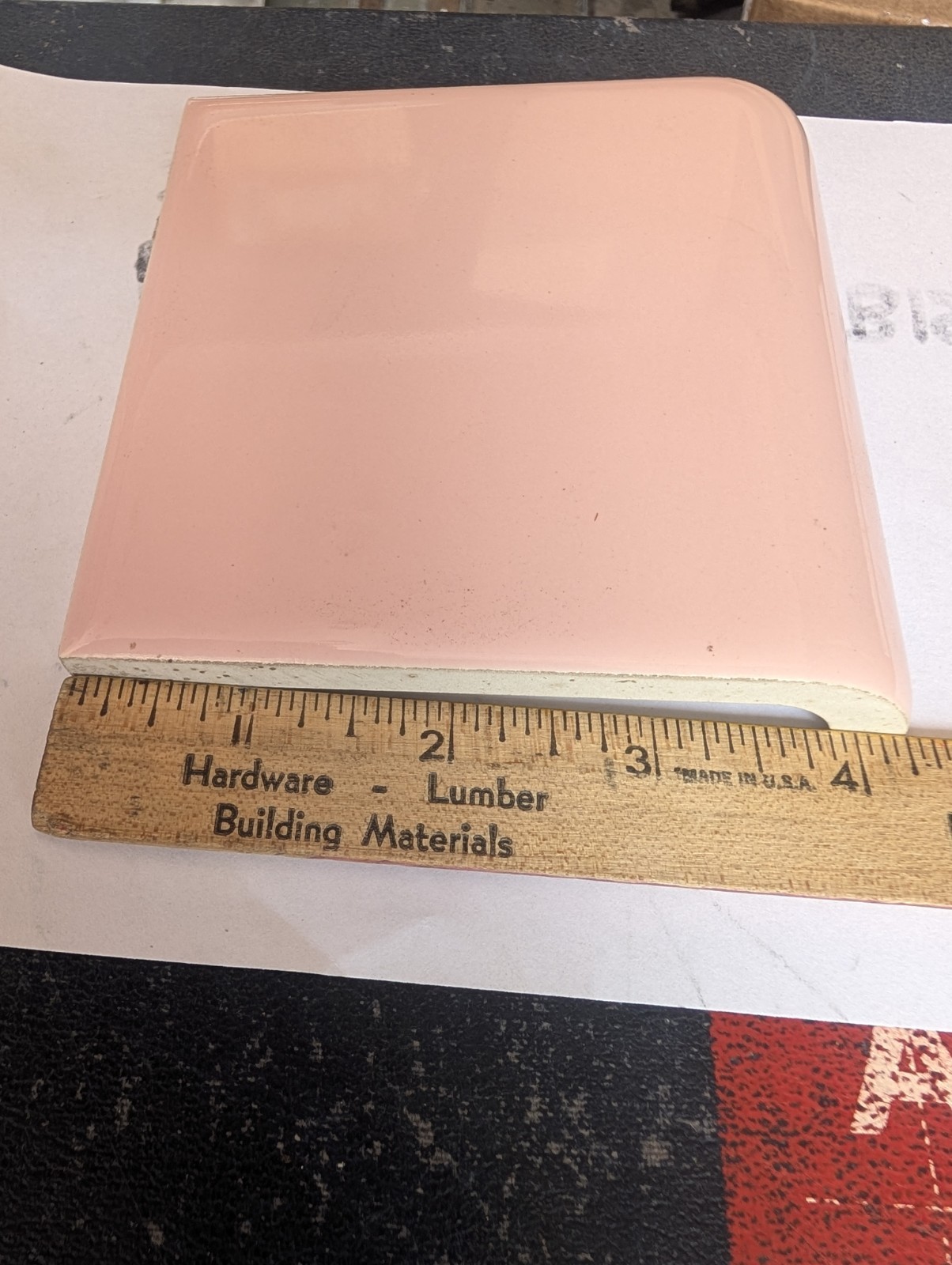 4 pcs 4 3/8″ Mosaic Brand Ceramic Tile Pink Mud Bullnose A4402
