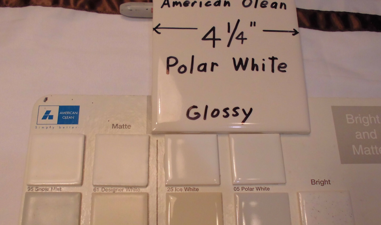 1 pc. Polar White Color: Glossy Ceramic Tile by American Olean Co. New, Mint
