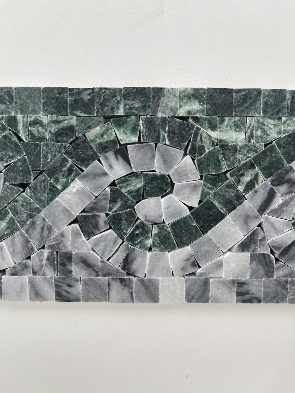 B0081P Marble Mosaic Border Listello Accent Tile Spray Grey 3.1×13.8 Polished
