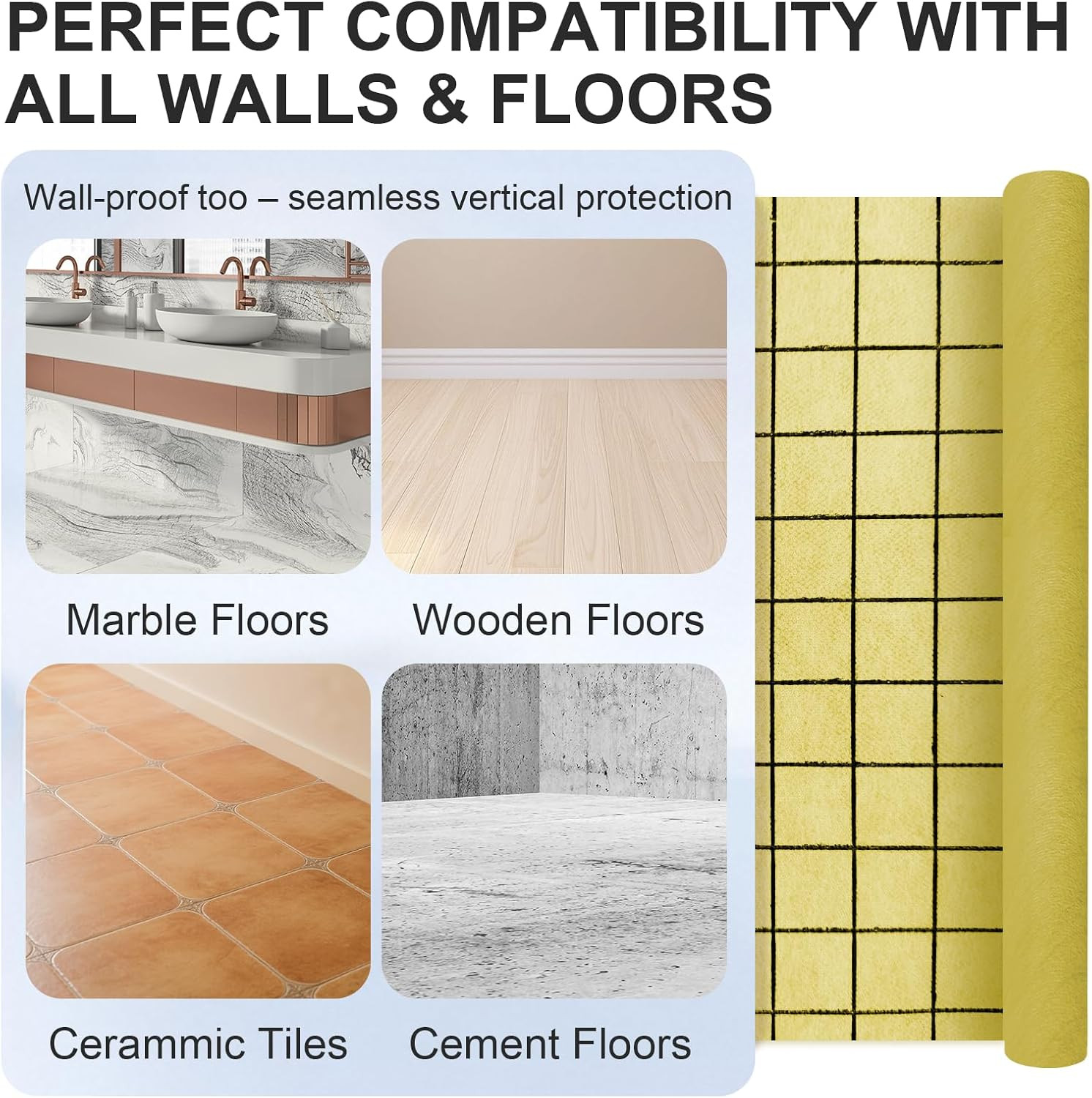 MAXKSOKO 108 Sq Ft Waterproofing Membrane Roll with Grid Lines for Easy Cutting,