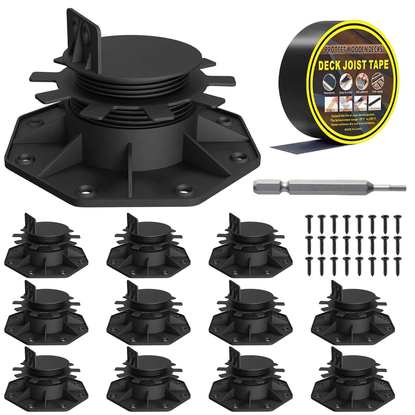 Adjustable Deck Support Pedestal Floating Floor Height 13/16 To 23/8 12 PCS