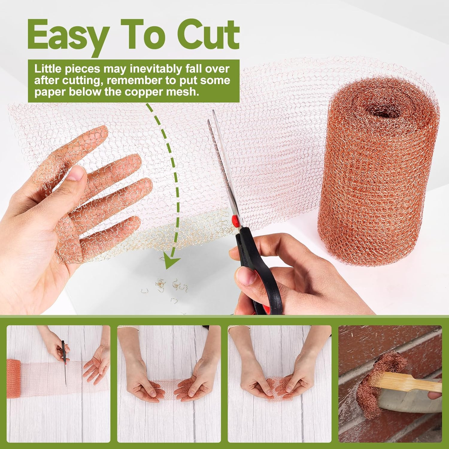 Copper Mesh Rodent Control, 5In X 32Ft Premium Copper Wool Ideal for Hole Blocki