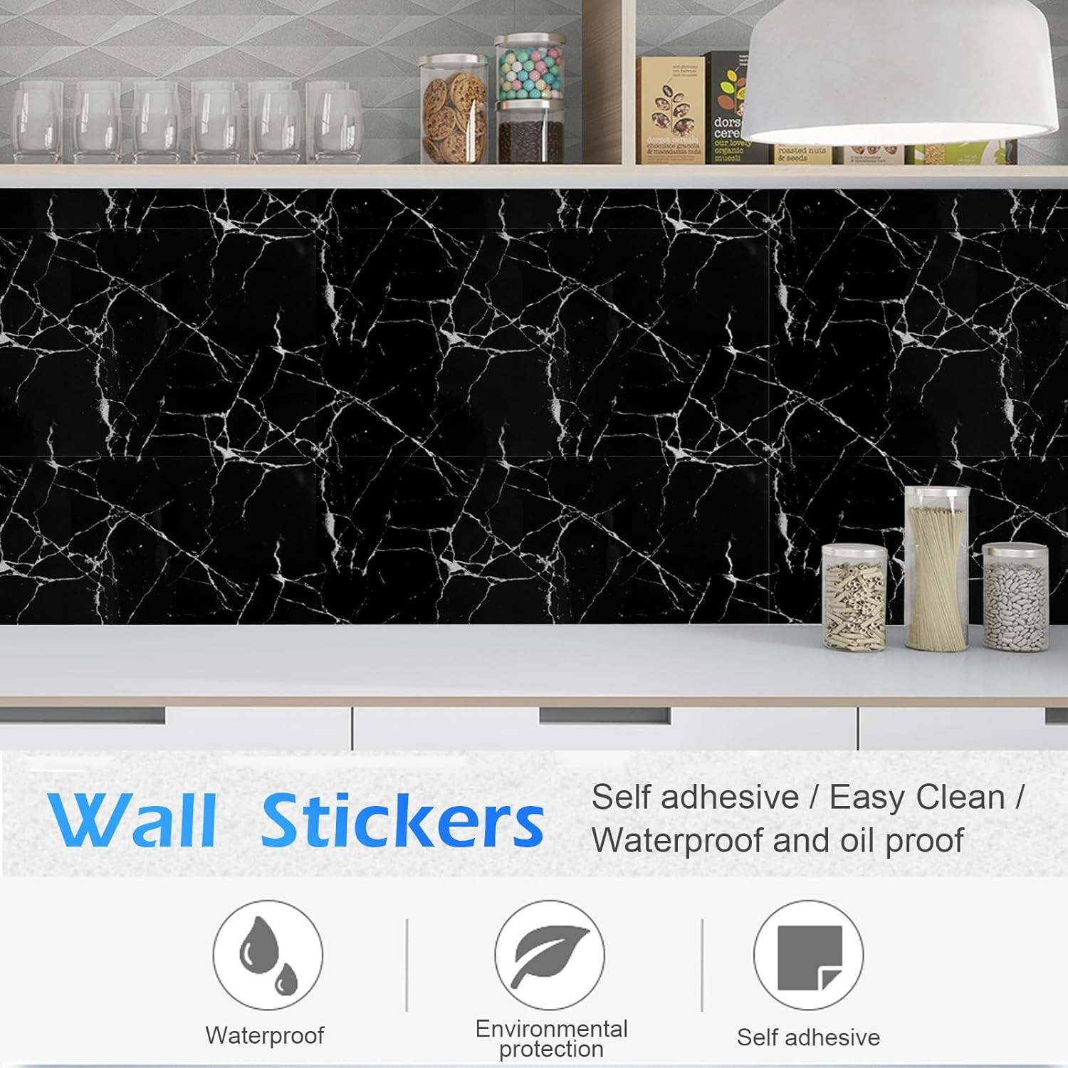 20pcs Peel and Stick Marble Floor Wall Panels 23.6″x11.8″ PVC Tiles Sticker