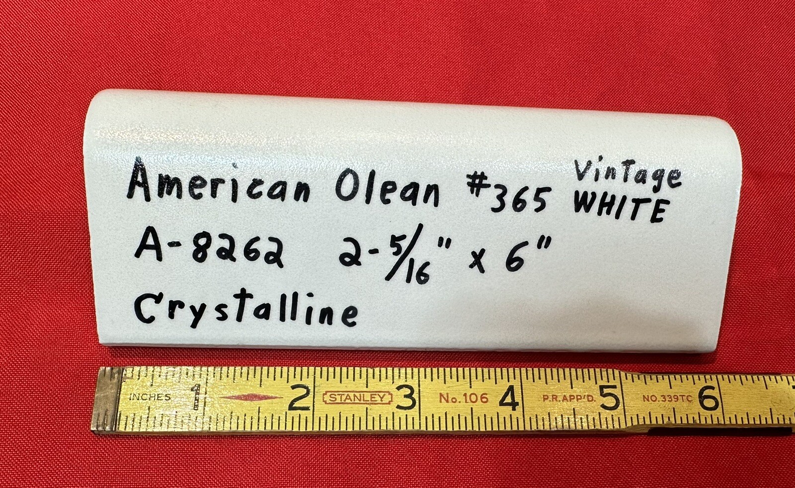 1pc. Off-White V-Cap Crystalline Ceramic Tile: Counter-Top Edging American Olean