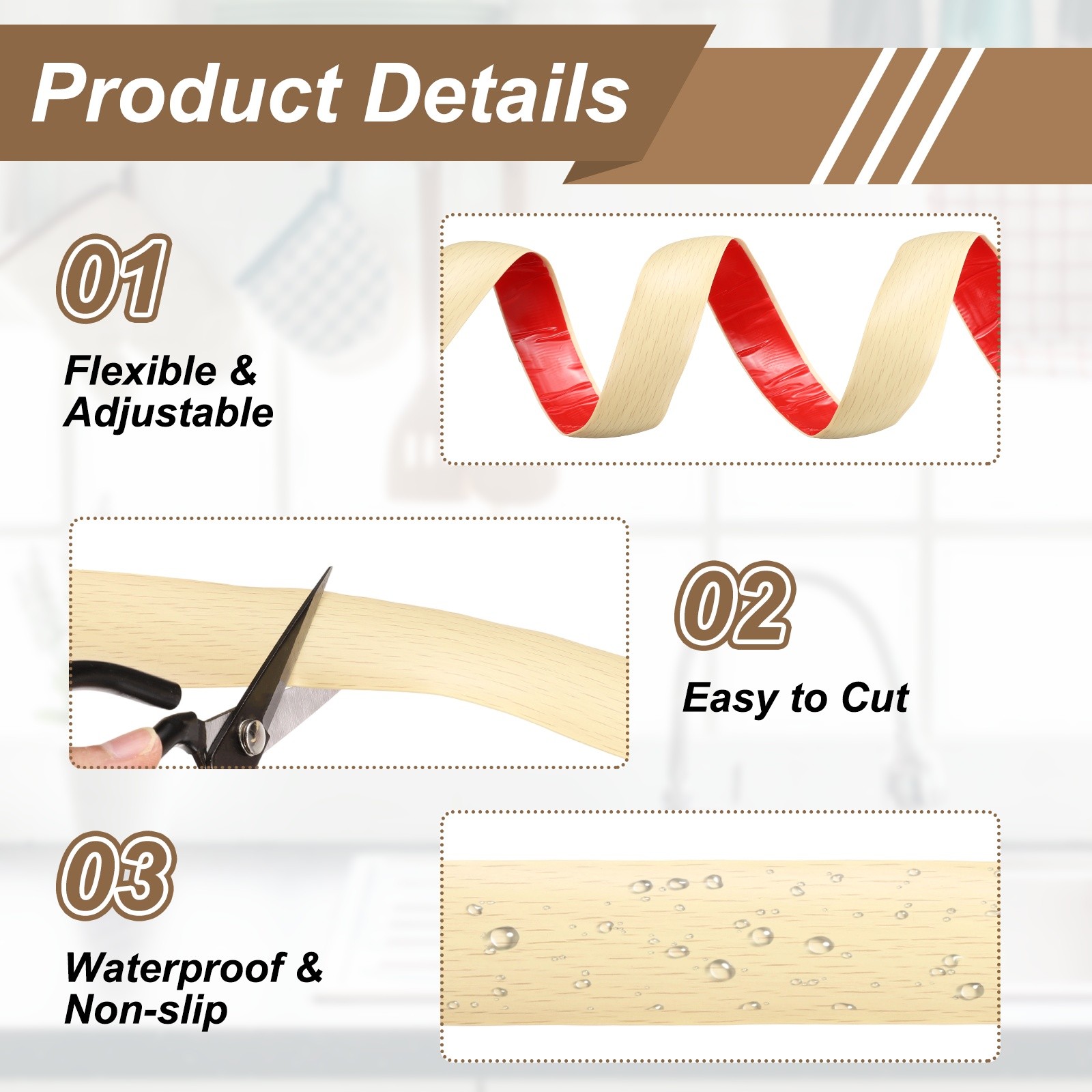 Floor Transition Strips 9.84ftx1.57″ Edging Trim Maple Wood Grain,