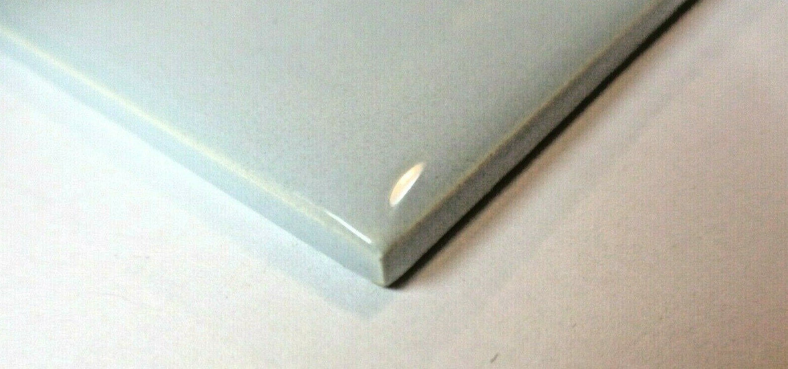 1 Wall Tile VB France 4-5/16″ Sq Pale Sky Blue Ceramic Field Corner Bullnose MCM