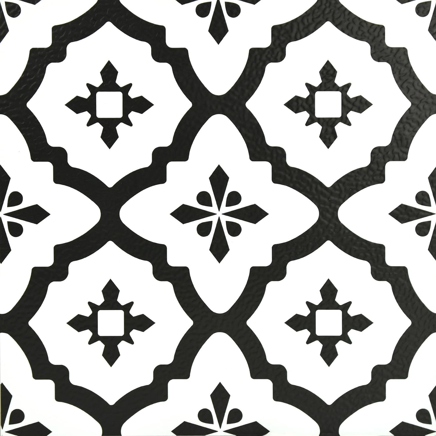 Easy Install Peel and Stick Floor Tiles 12 Inch Black Geometric Vinyl Pack of 10