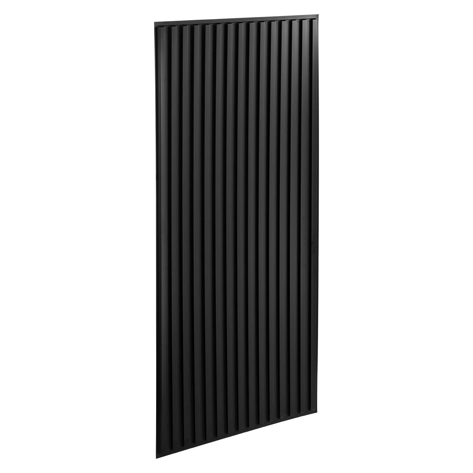 24 x 48 in PVC Ceiling Tiles 12 – Pack 3D Black Linear Slat Panels, Smooth PVC