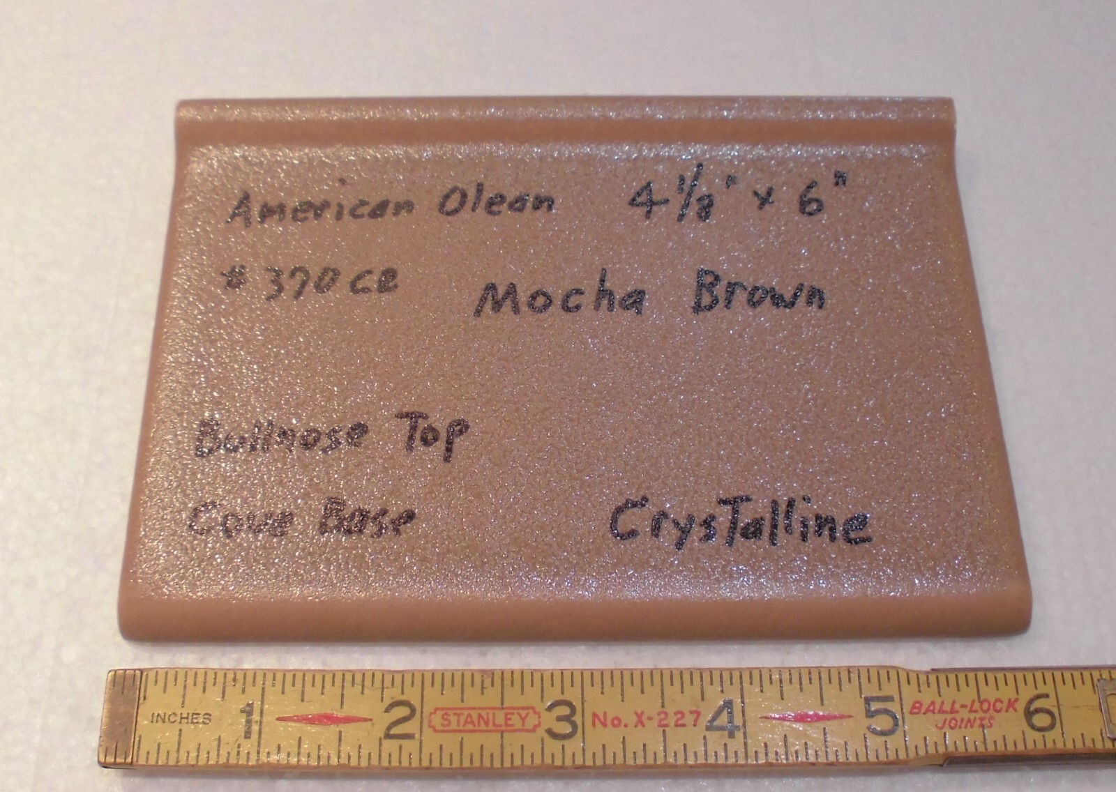 1 pc. Mocha Brown; base/cove Ceramic Tile; 4-1/8″ X 6″ by American Olean, New