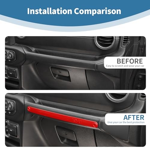 for Jeep JL Passenger Grab Handle Trim Cover Strip for Jeep Wrangler JL JLU Red