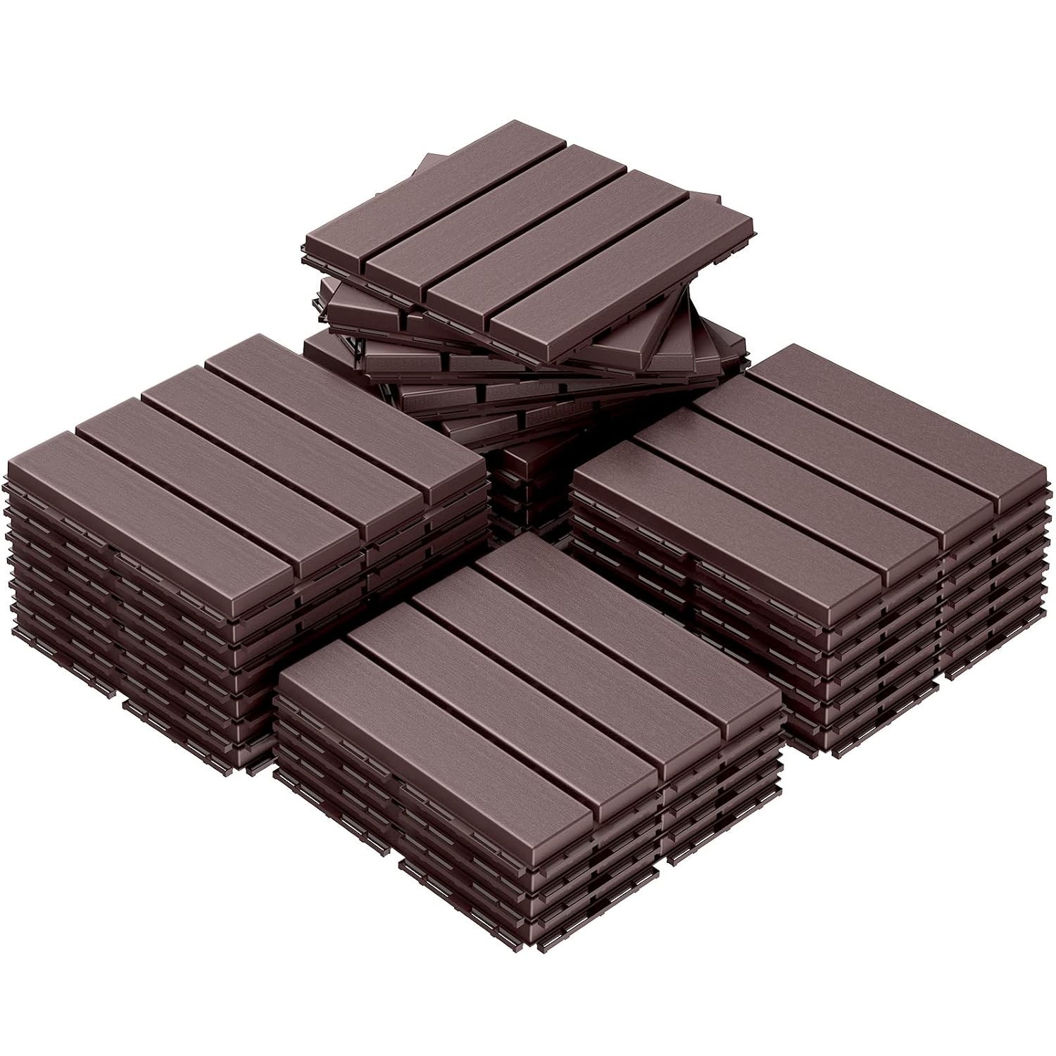 Waterproof Outdoor Decking Tiles, Dark Brown