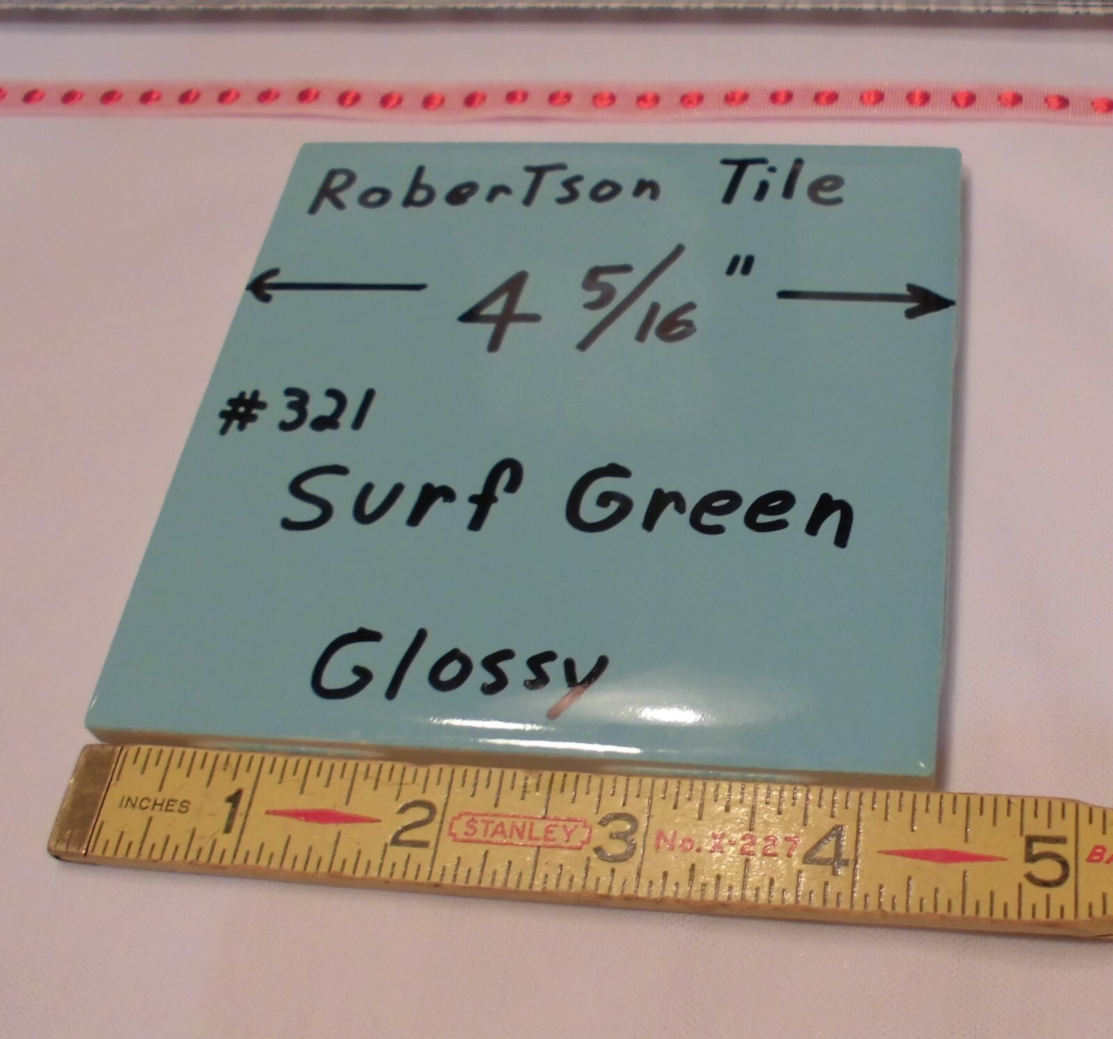 1 pc. Vintage Ceramic Tile *Blue-Greenest* 4-3/8″ by Robertson Tile Co. (NOS)