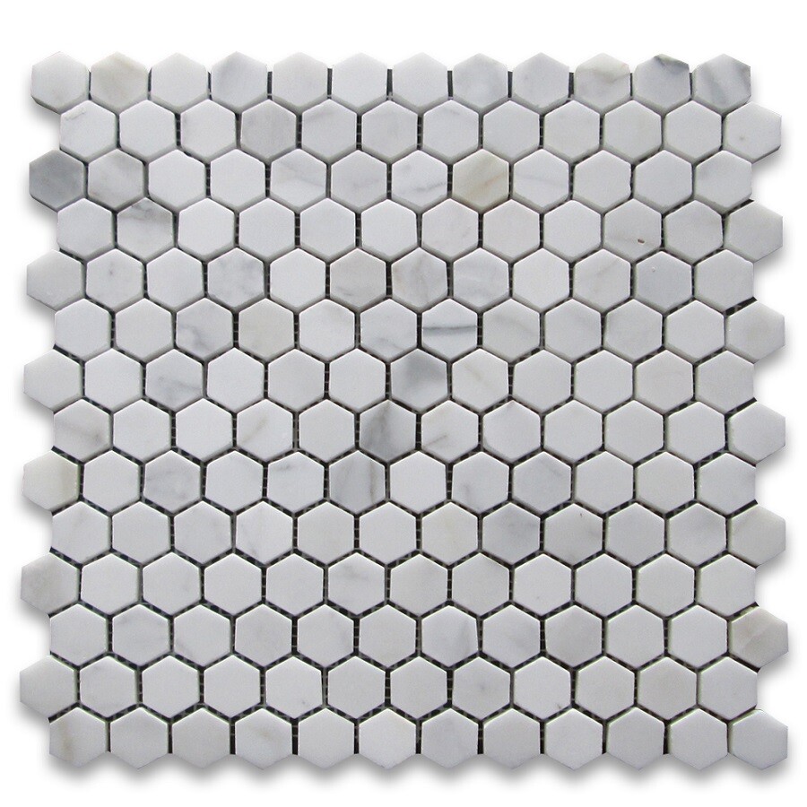 L31XH 1″ Hexagon Statuary Statuario White Italian Marble Mosaic Tile Honed