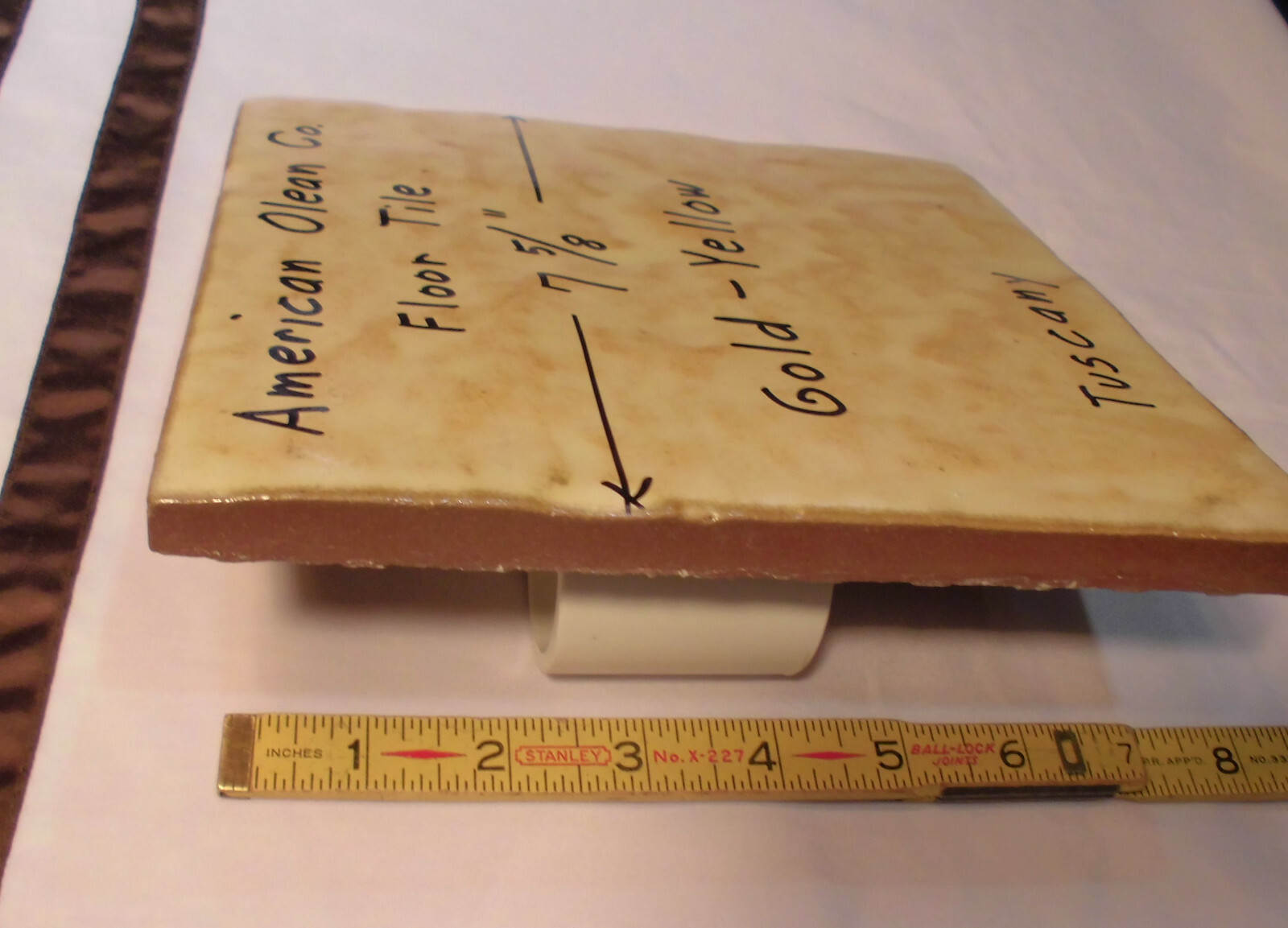 1 pc. *Gold-Yellow* Ceramic Floor Tile; American Olean 7-5/8″ X 1/2″ Thick