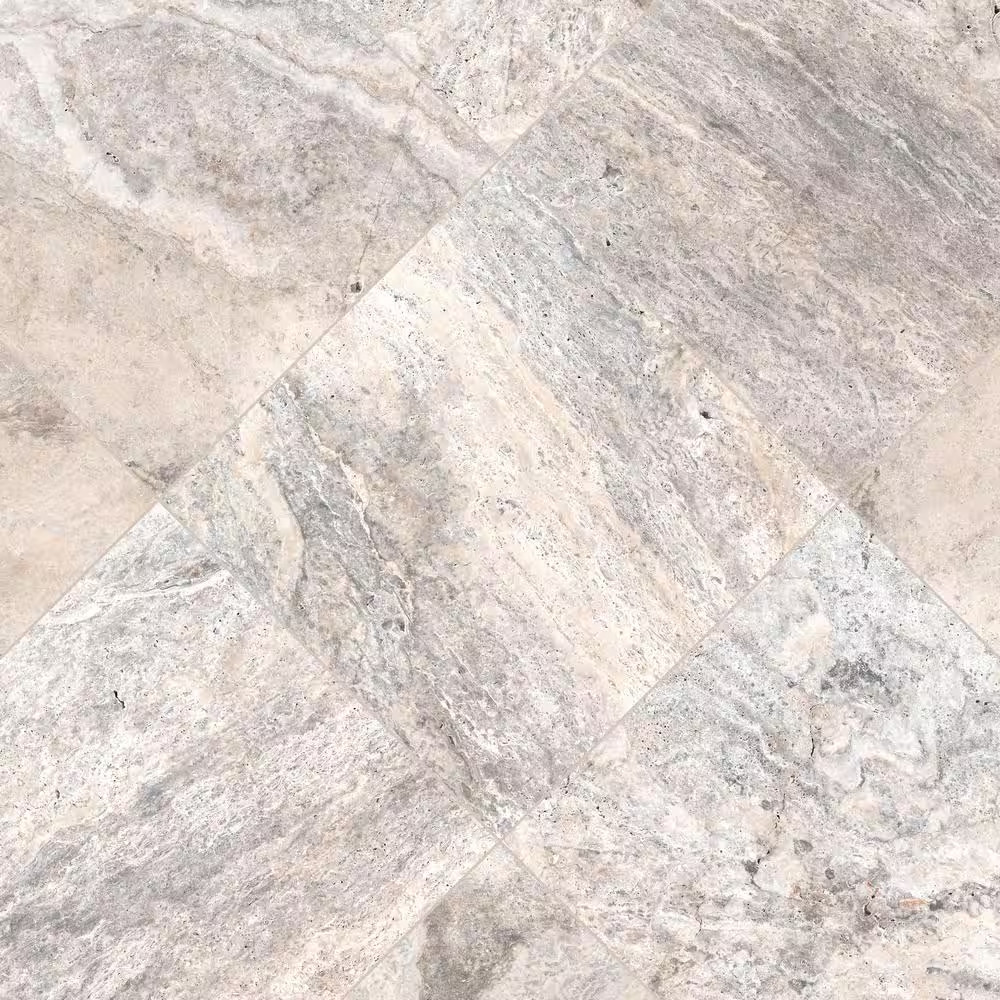 Silver 3 Cm. X 16 In. X 16 In. Tumbled Travertine Paver Tile (11.78 Sq. Ft.)