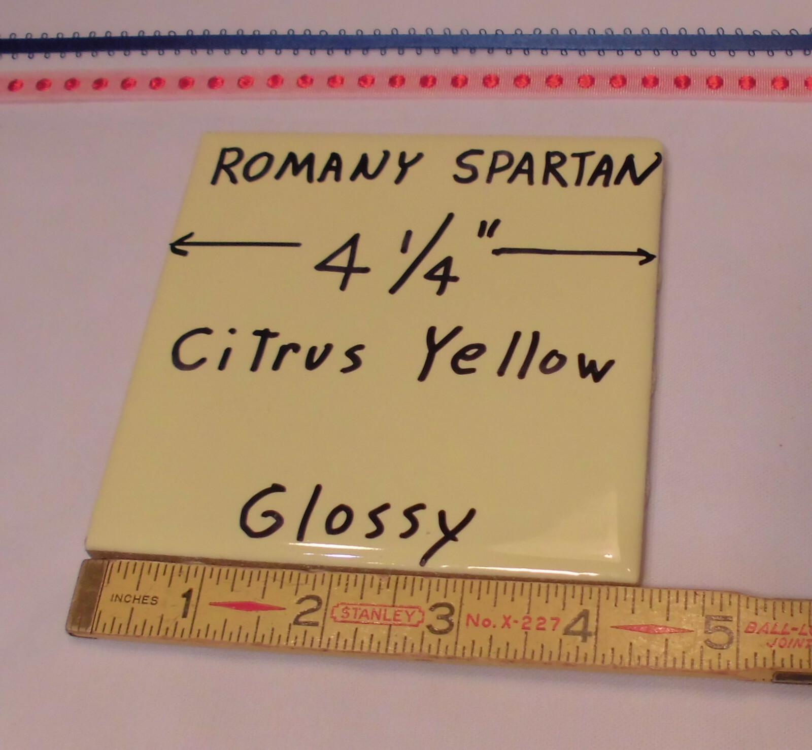1pc. *Citrus Yellow * 4-1/4″ Glossy Ceramic Tile by Romany Co. Made 1940’s -50’s
