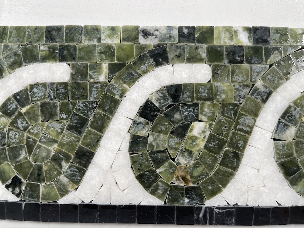 B0015P Marble Mosaic Border Accent Listello Tile Surf Green 4×12 Polished