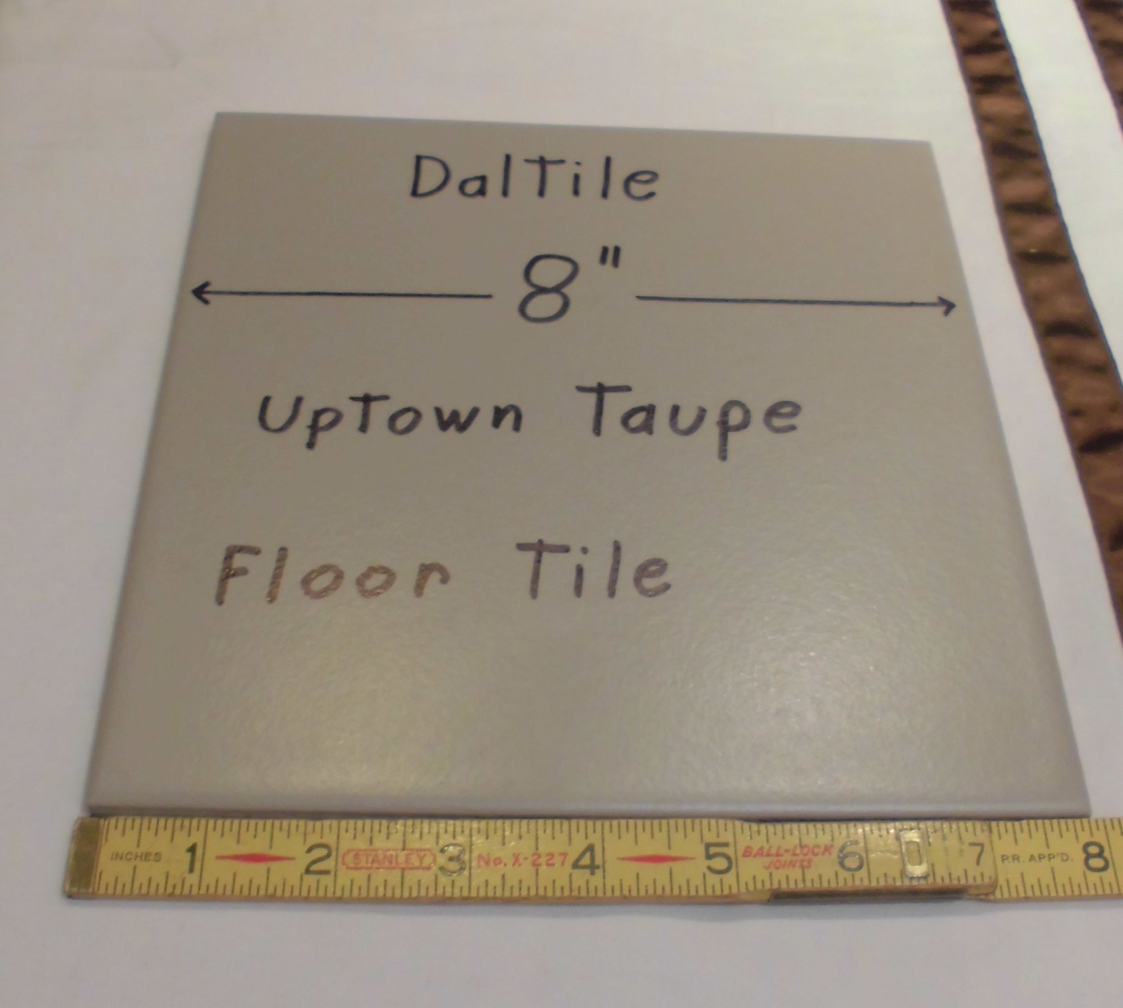 1 pc. *Gray – Taupe* Daltile Ceramic Floor Tile 8″ X 8″ actual size 7-13/16″